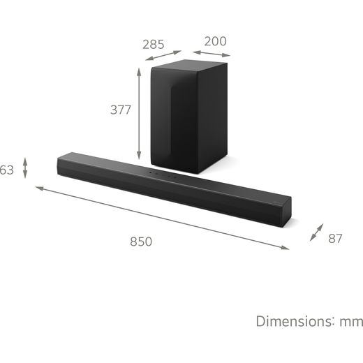 LG US60T.AGBRLLK Bluetooth 3.1 Soundbar - Black - Annotation - Dimension shot