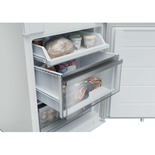 Haier Series 6 Integrated 70/30 Total No Frost Fridge Freezer with Sliding Door Fixing Kit - White - Close up freezer drawer shot