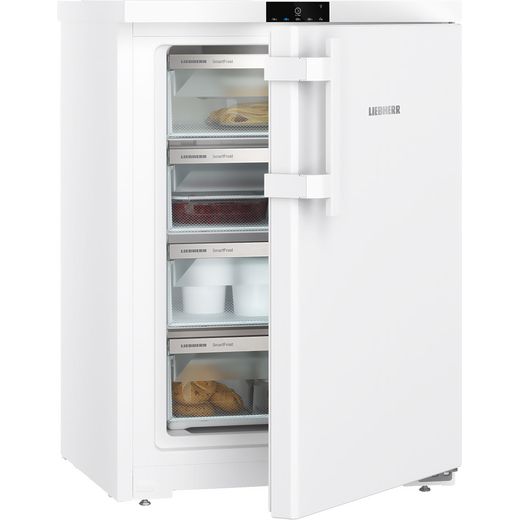 Liebherr Under Counter Freezer - White - Right perspective with door half open shot
