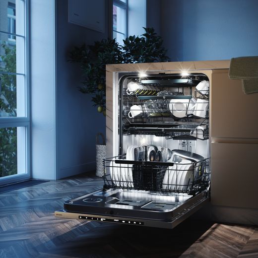 ASKO Style Integrated Standard Dishwasher - Stainless Steel - Door open in kitchen