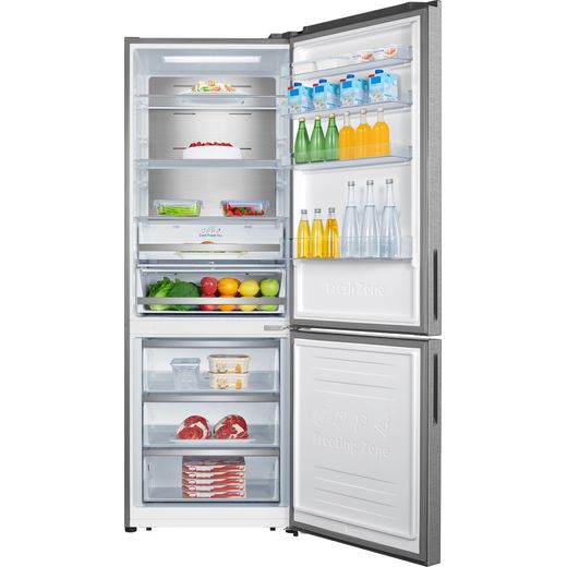 Hisense 60/40 Frost Free Fridge Freezer - Stainless Steel - Front shot door open