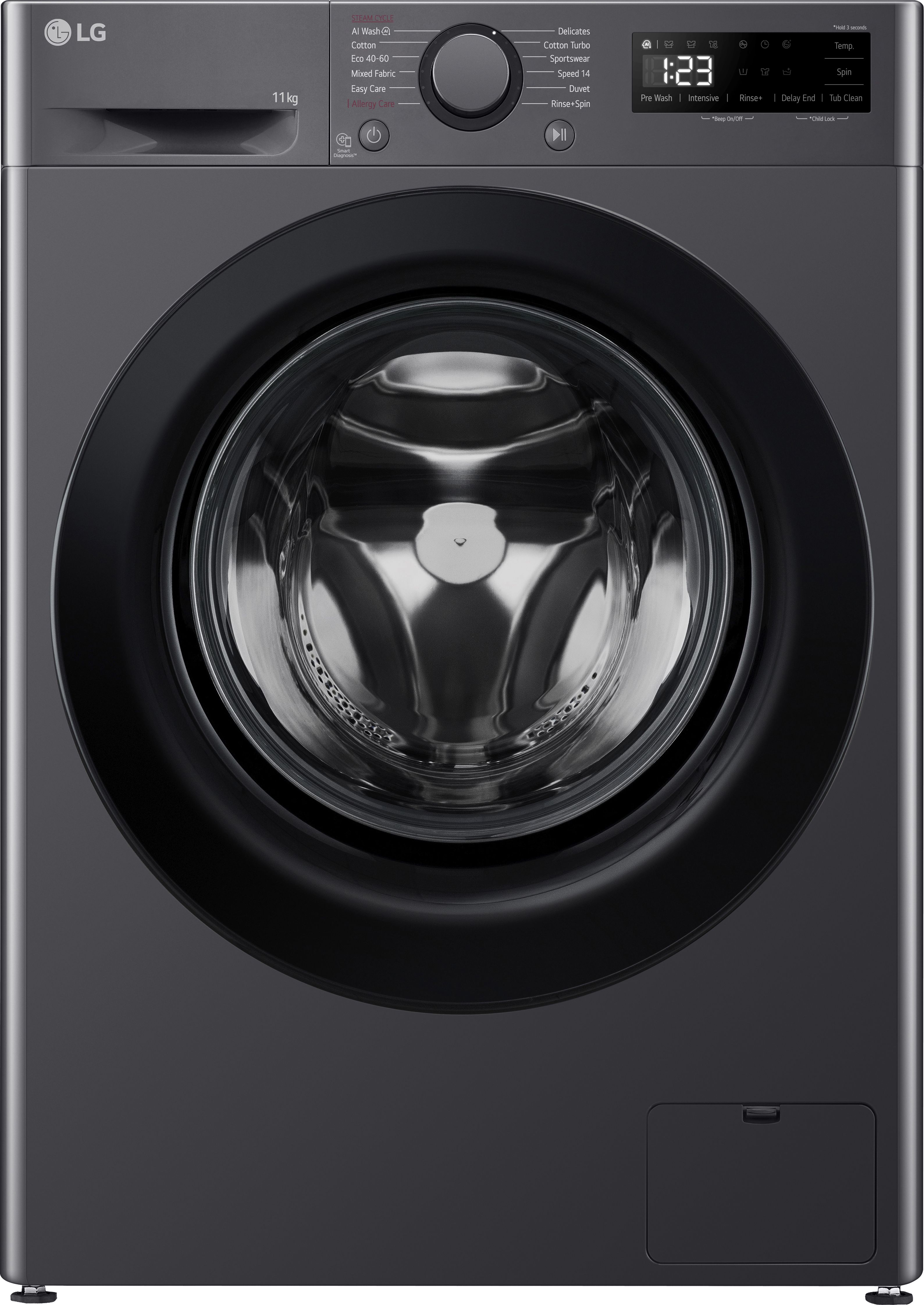 Image of LG Y500 Series F4Y511GBLN1 11kg Washing Machine with 1400 rpm - Slate Grey - A Rated, Grey