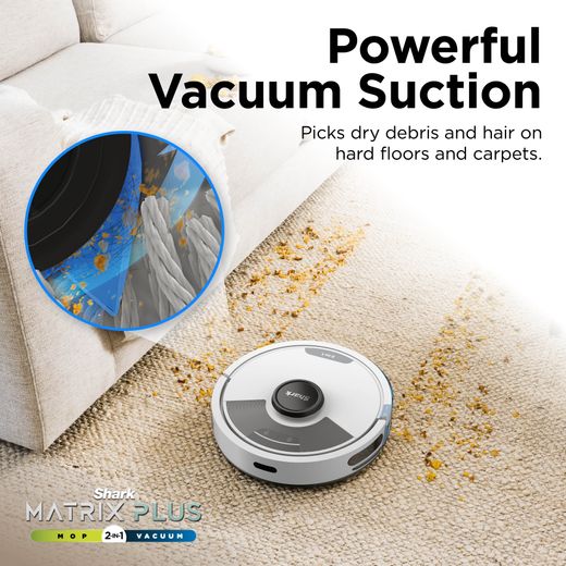 Shark Matrix Plus 2-in-1 Robotic Vacuum Cleaner - Silver - Annotation - Powerful vacuum suction
