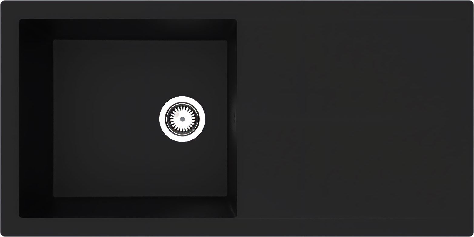 Rocklite Milton 1 Bowl Inset Kitchen Sink Black Black