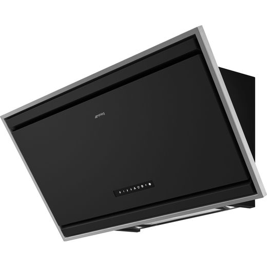 Smeg KV394MB Chimney Cooker Hood - Matt Black - Left perpsective shot