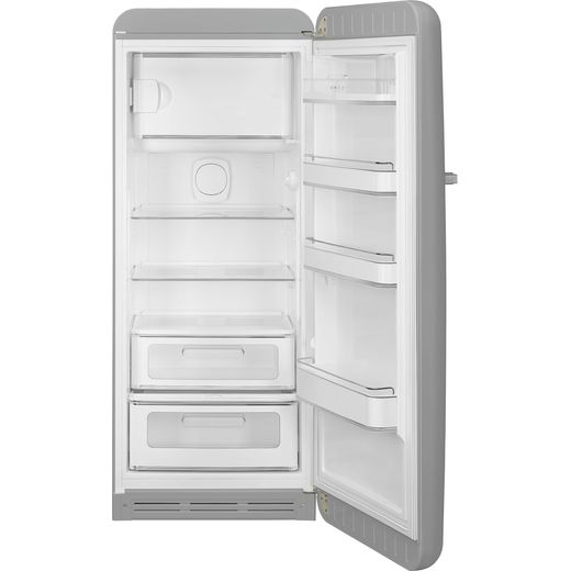 Smeg Right Hand Hinge FAB28RSV6 153cm High Small Fridge with Ice Box - Silver - Door open