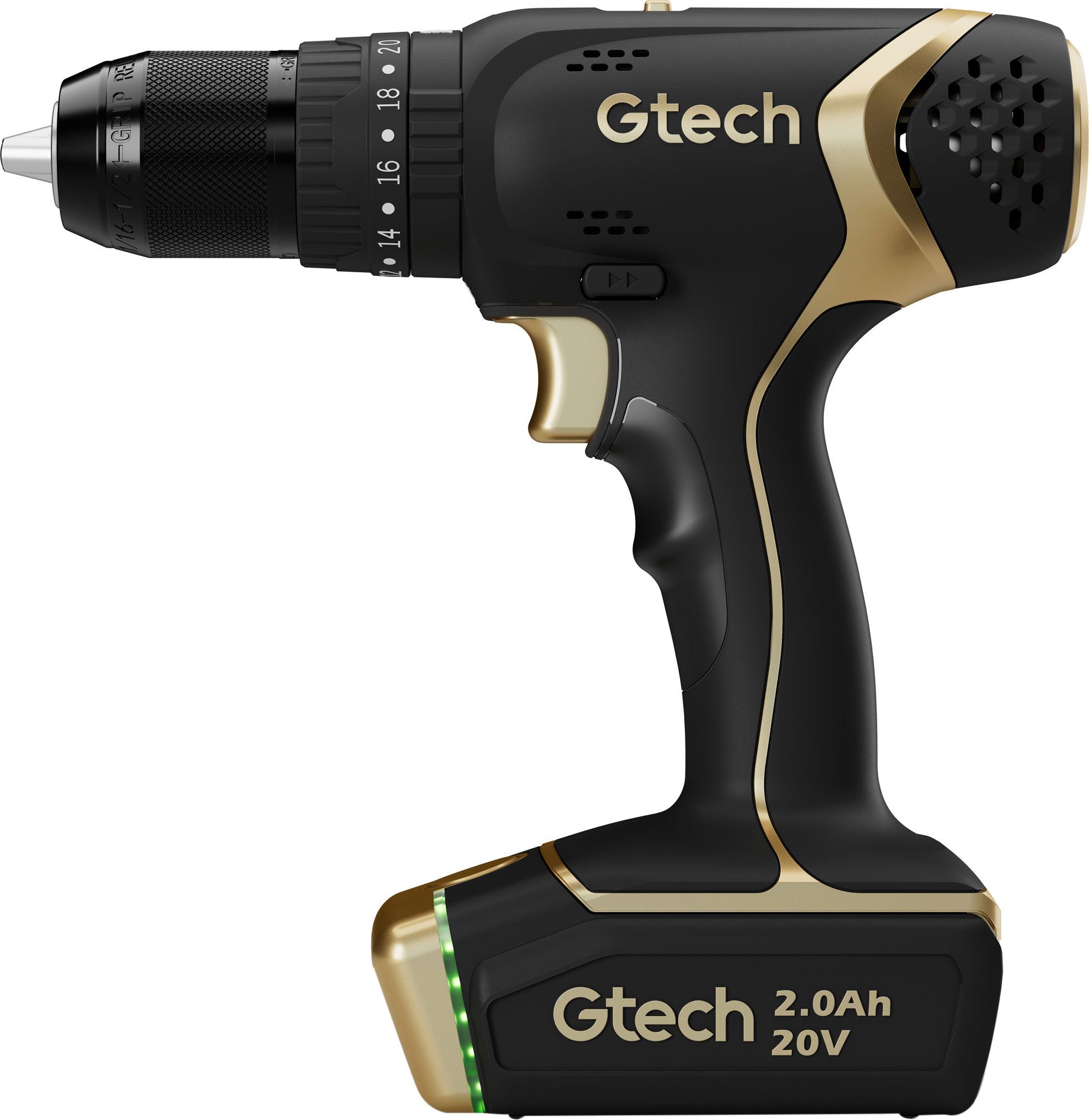 Gtech Combi Drill - Black, Gold - Keyless Chuck - 1600 RPM - Battery Powered