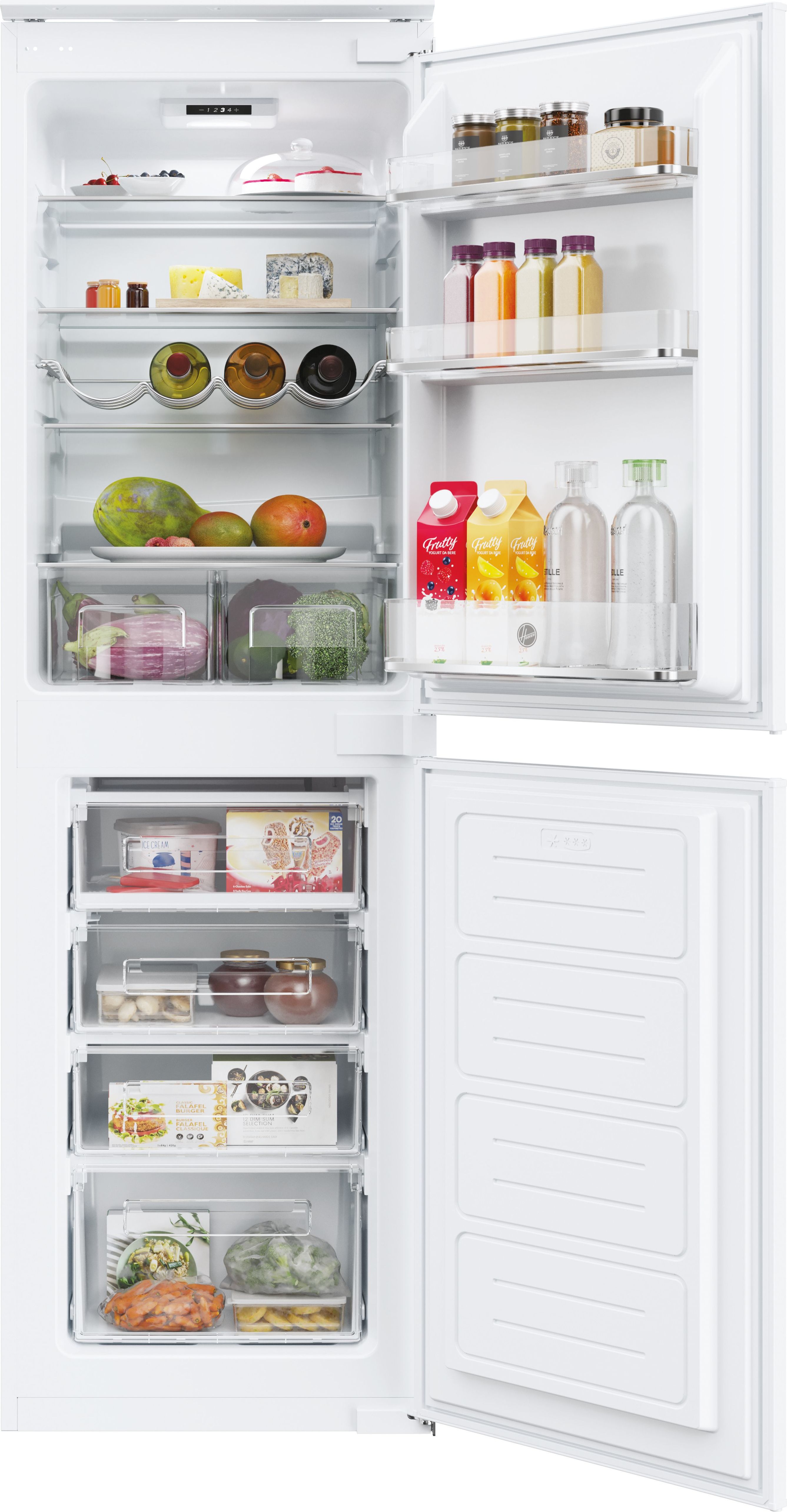 Image of Hoover HOB50S518EK 177cm 50/50 Integrated Fridge Freezer with Sliding Door Hinge - White - E Rated, White