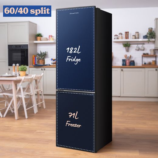 Russell Hobbs RH181TNF552E1DI 181cm 60/40 Frost Free Fridge Freezer - Black Steel - Annotation -  split type shot
