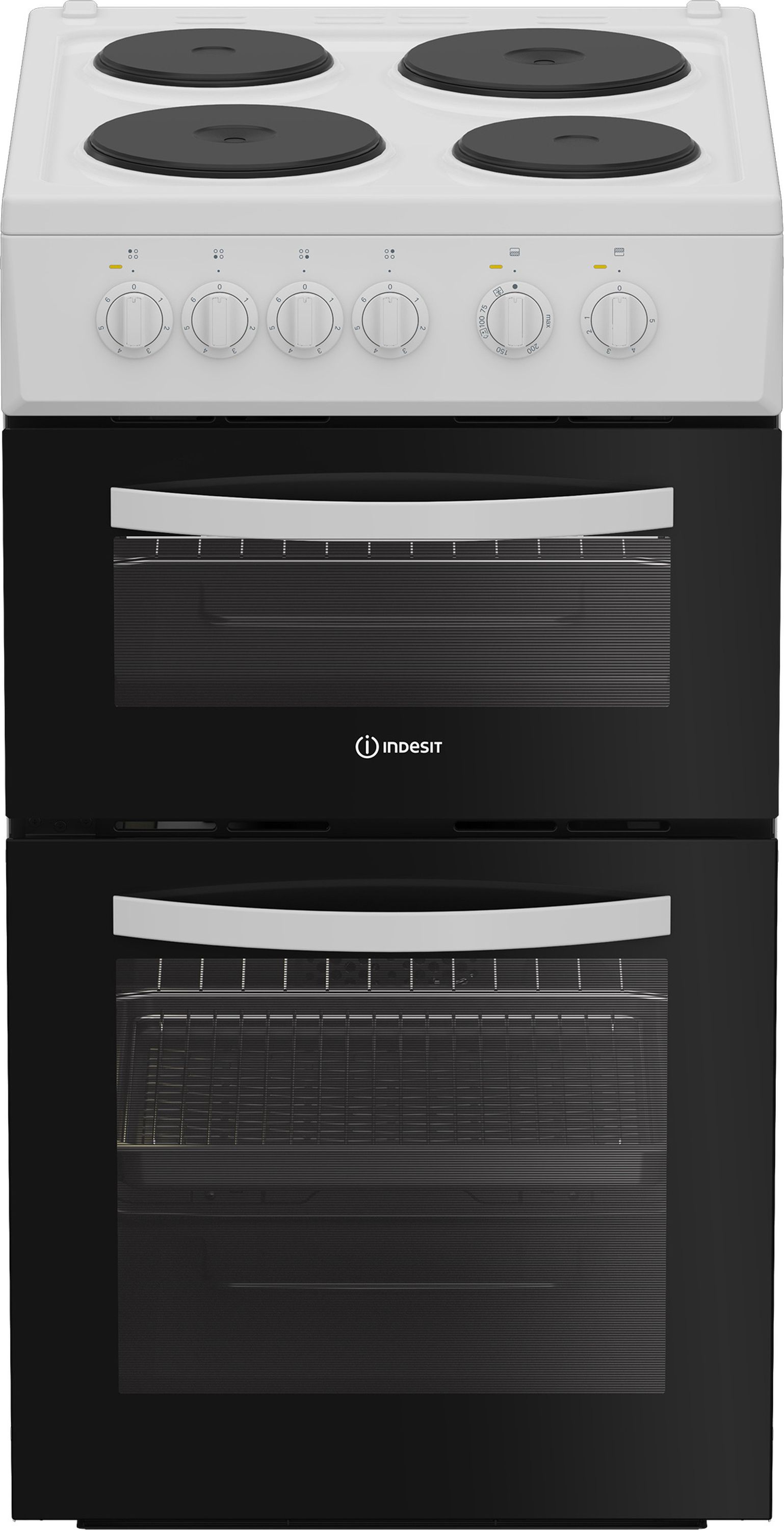 Image of Indesit ITE5EMW 50cm Wide Single Oven Electric Cooker with Solid Plate Hob - White - A/A Rated, White