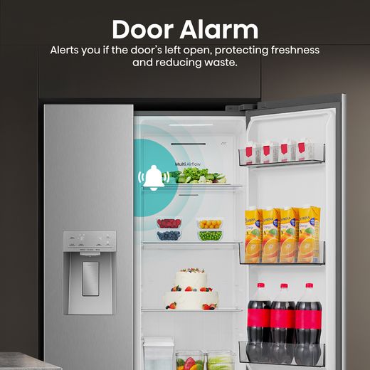 Hisense American Fridge Freezer - Stainless Steel  - Annotation - door alarm shot