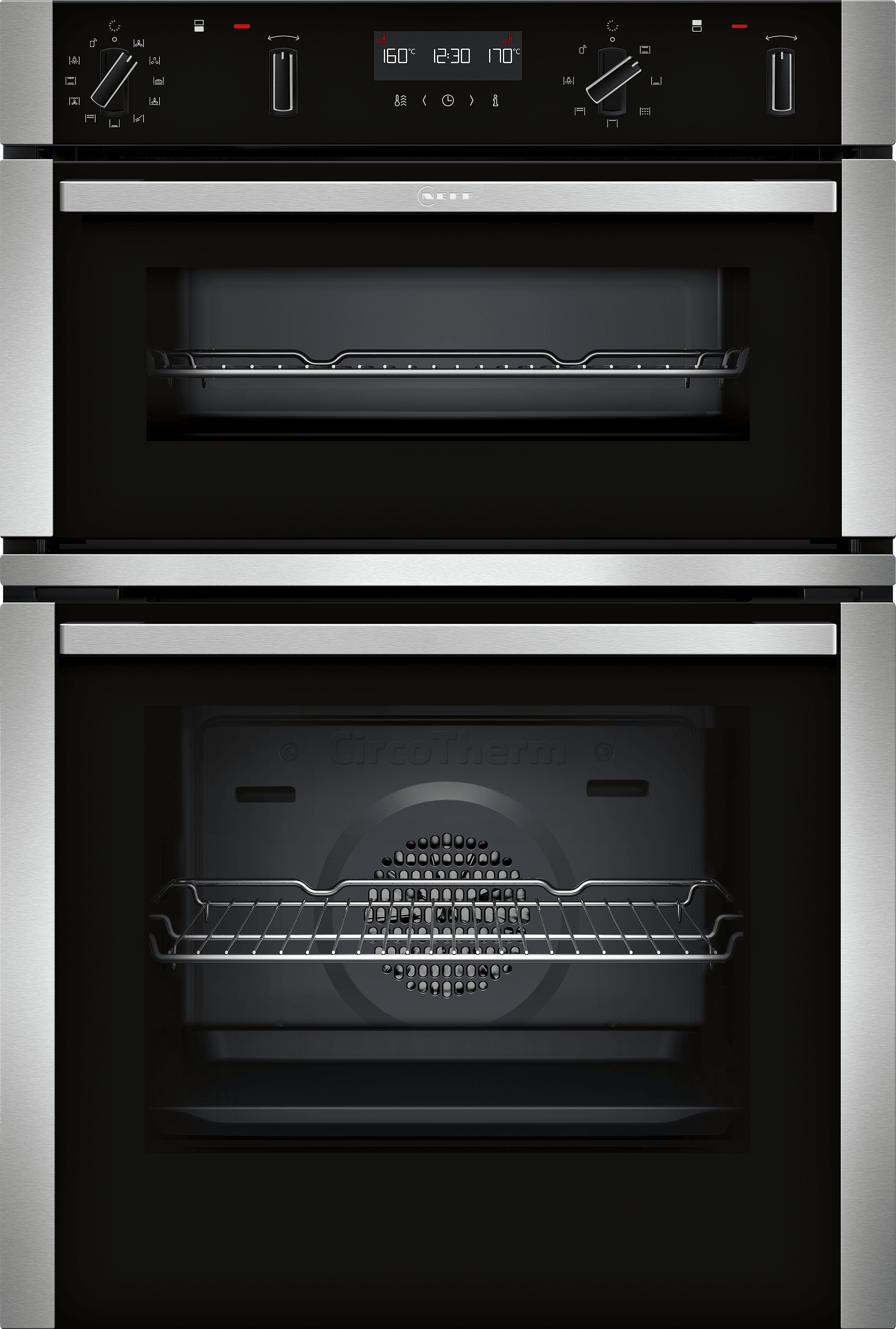 Image of NEFF N50 U2ACH7AN7B Built In WiFi Connected Electric Double Oven with Pyrolytic Cleaning - Stainless Steel - A/B Rated, Stainless Steel