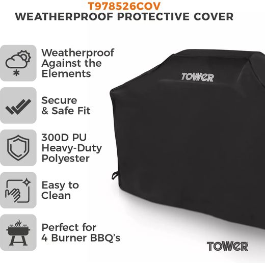 Tower 4 Burner Gas Gas Barbecue - Black - Annotation - Feature shot