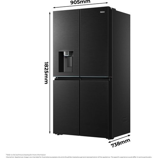 Haier Horizon American Fridge Freezer - Black - Annotation - dimension shot