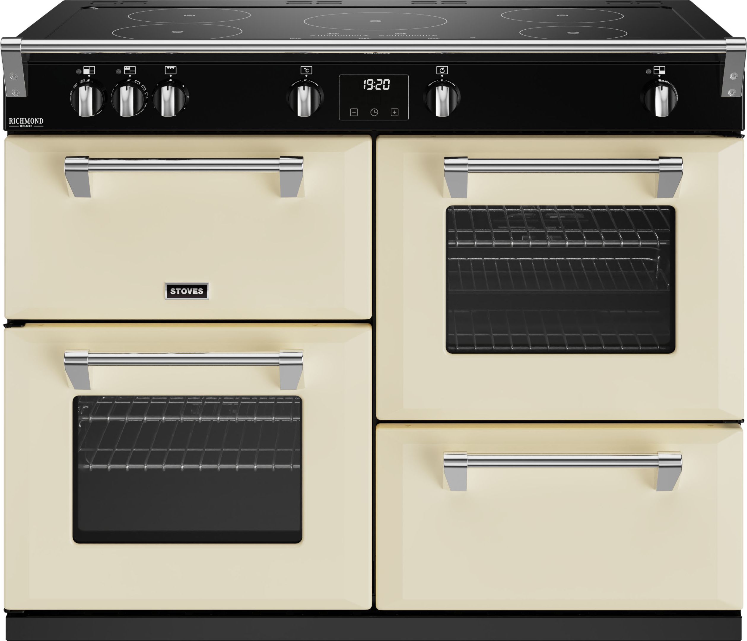 Stoves Richmond Deluxe ST DX RICH D1100Ei TCH CC 100cm Electric Range Cooker with Induction Hob - Cream - A Rated, Cream