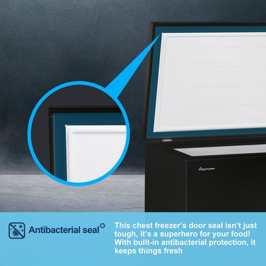 Fridgemaster Chest Freezer - Black - Annotation - Antibac seal shot