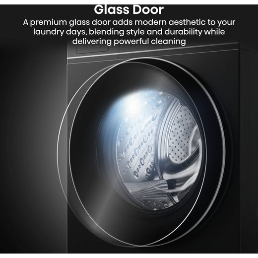 Hisense 5i KitchenFit Series WD5I1245BBR 12Kg / 8Kg Washer Dryer  - Annotation - glass door shot
