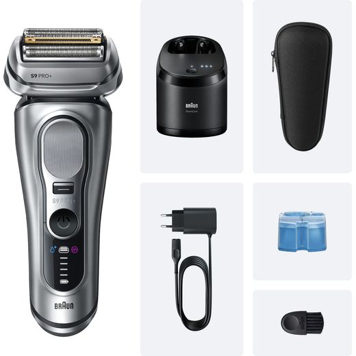 Braun Series 9 PRO+ Mens Shaver - Silver - Accessories shot