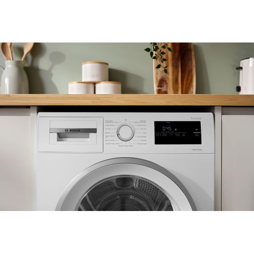 Bosch Series 4 WTH85226GB 8Kg Heat Pump Tumble Dryer - White  - close up shot