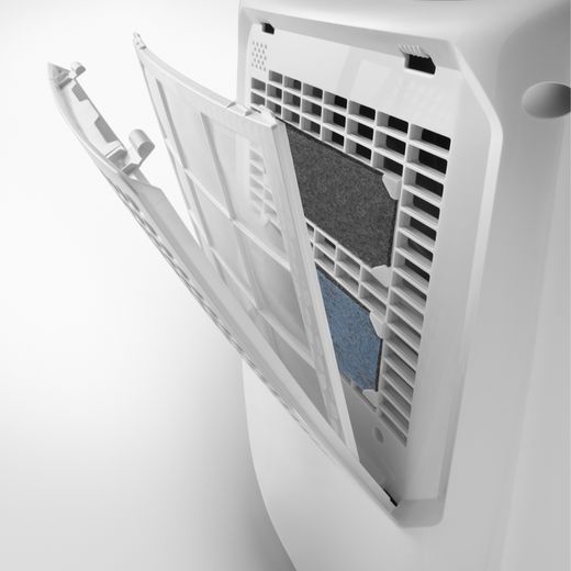 De'Longhi Dehumidifier - White - Back being shown how this comes off and on shot