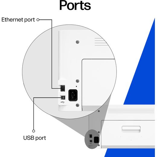 HP LaserJet 150nw Laser Printer - White - Annotation - Port shot