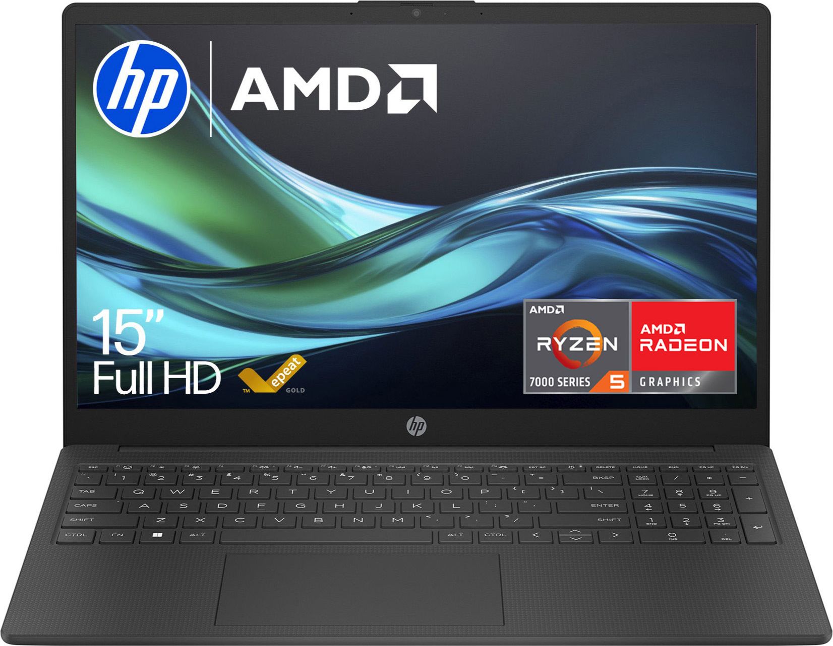 HP 15-fc0057na 15.6" Laptop - AMD Ryzen™ 5, 512GB SSD, 8 GB RAM - Black, Black