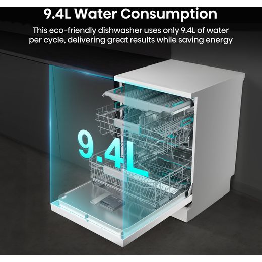 Hisense Standard Dishwasher - White - Annotation - Water consumption shot 