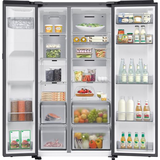 Samsung Series 8 On-device Bixby American Fridge Freezer - Silver - Doors open