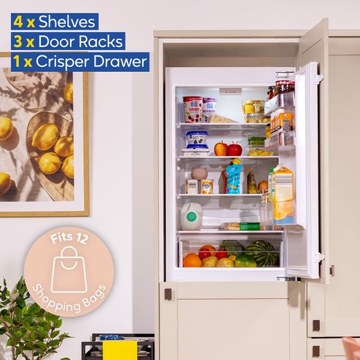 Russell Hobbs RH177BILFFF1E2 177cm 50/50 Integrated Fridge Freezer with Sliding Door Fixing Kit - White - Annotation - Fits 12 shopping bags