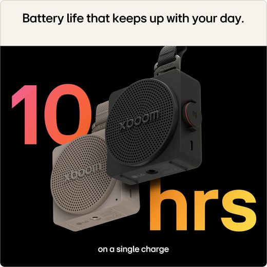 LG xboom Mini Wireless Speaker - Grey - Annotation - battery shot