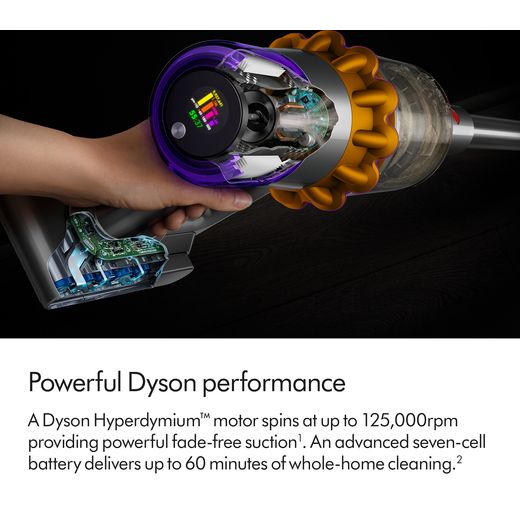 Dyson V15s Detect Submarine™ Wet and Dry Cleaner - Nickel / Yellow - Annotation - Powerful performance