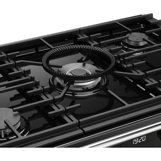 Stoves Richmond DX 90DF 90cm Dual Fuel Range Cooker - Garnet Red - Close up wok burner shot