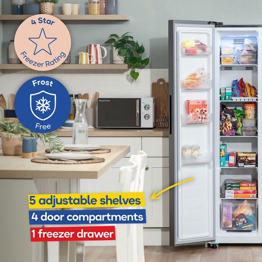 Russell Hobbs RH90AFF201SS-WD 177cm 70/30 Frost Free Fridge Freezer - Stainless Steel - Annotation - Freezer storage shot