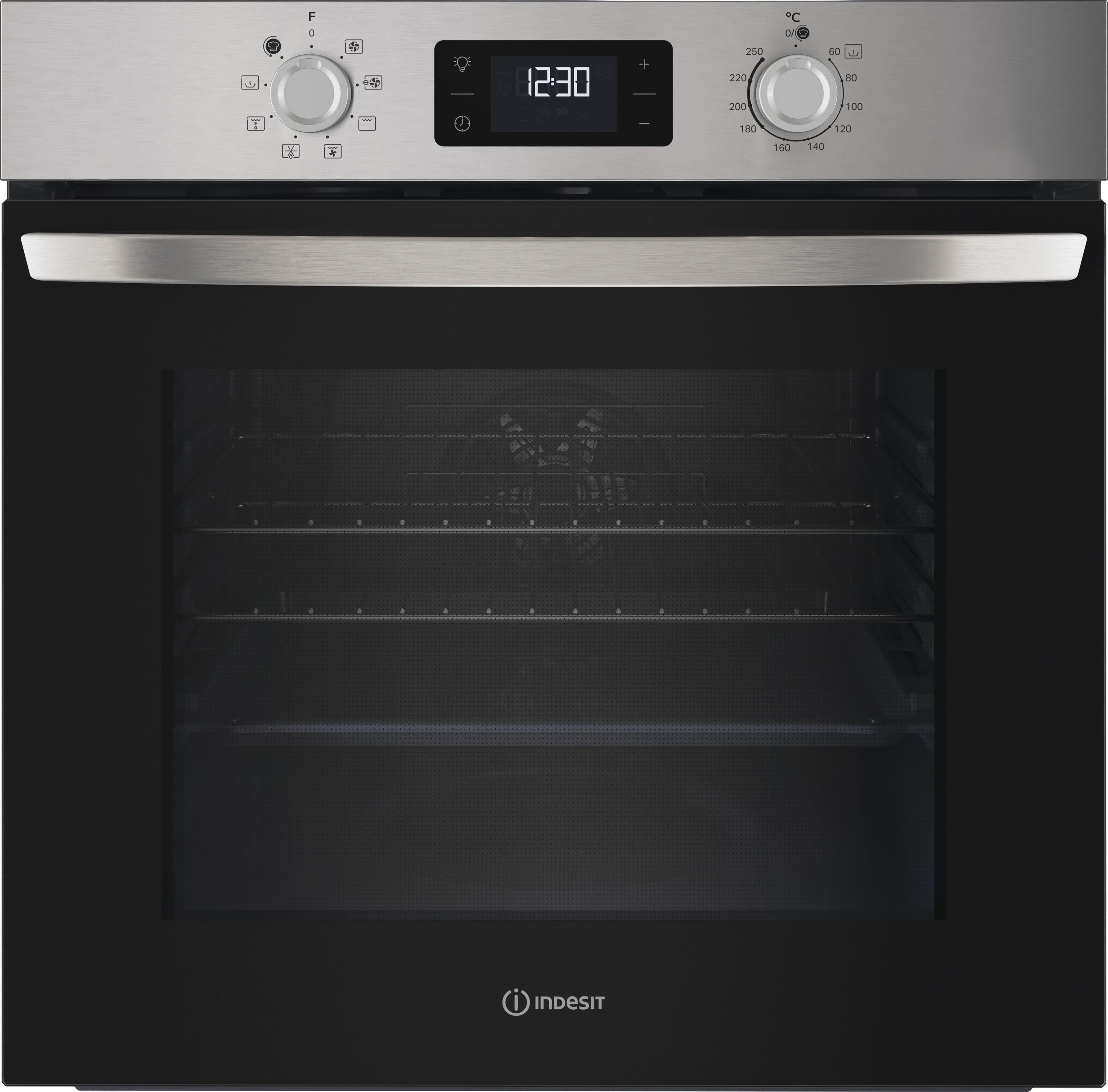 Indesit IO 253 X UK Electric Single Oven - Stainless Steel - 66L - Turn&Go
