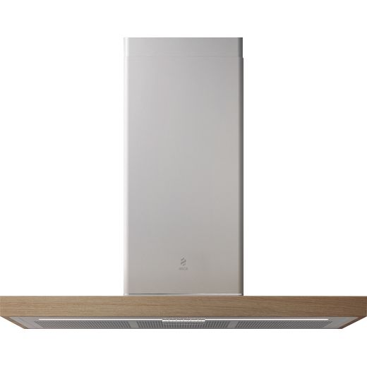 Elica BIO 90 cm Chimney Cooker Hood - White with Wood Trim - A+ Rated