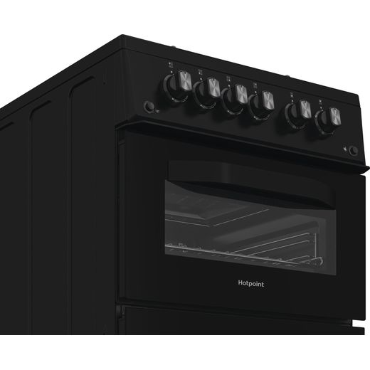 Hotpoint HDG5GCB 50cm wide Double Oven Gas Cooker - Black - Control panel