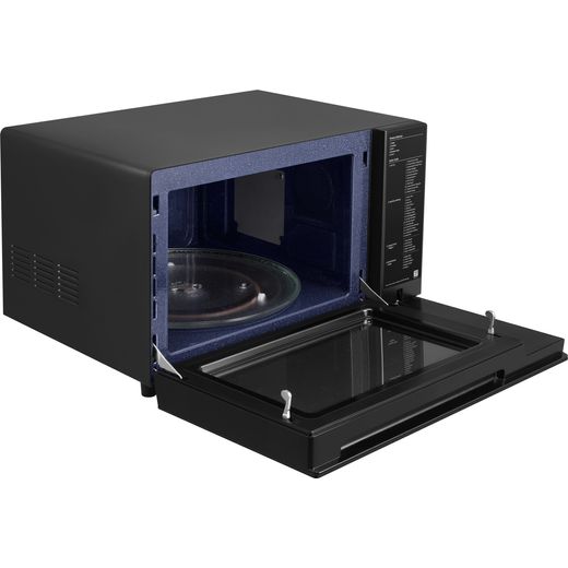 Samsung MC32DG7646CKE3 33cm High, Freestanding Microwave - Black - Right perspective door open