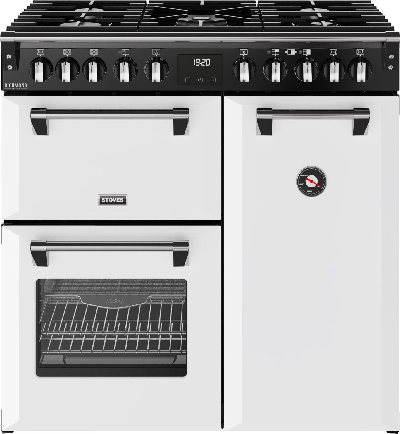 Stoves 90cm Dual Fuel Range Cooker - 5 Gas Burners - 3 Ovens - Ice White