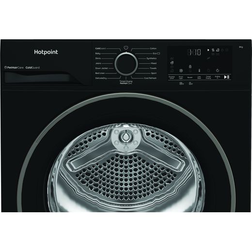 Hotpoint FabicCare C HSD 82M BB UK 8Kg Heat Pump Tumble Dryer - Black - Control panel