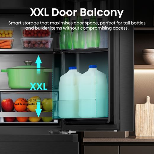 Hisense PureFlat Eclipse American Fridge Freezer - Black - Annotation - XXL door balcony