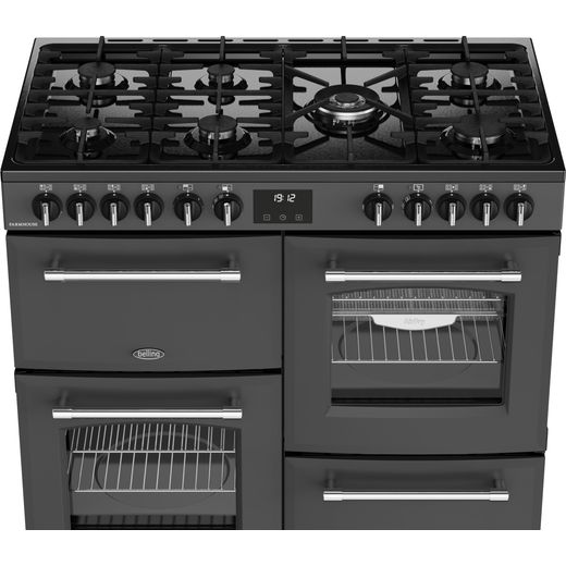 Belling FARMHOUSE 100DF Dual Fuel Range Cooker - Anthracite - Hob perspective shot