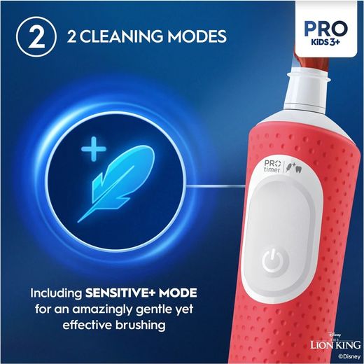 Oral-B Vitality PRO Kids Lion King Electric Toothbrush - Red - Annotation - 2 cleaning modes