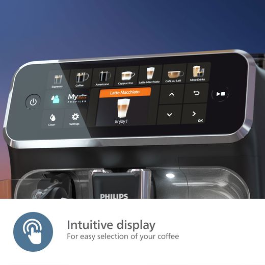 Philips 5400 Series EP5446/70 Bean to Cup Coffee Machine - Black / Silver - Annotation - display shot