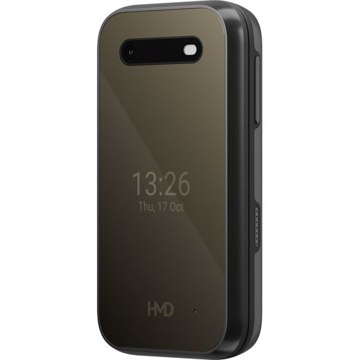 HMD 2660 Flip 128MB Flip Smart Phone in Cosy Black - Left perpsective shot