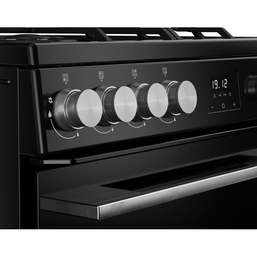 Belling BEL FSA VISION 60DF 60cm Double Oven Dual Fuel Mini Range Cooker - Black / Silver Steel - Control panel