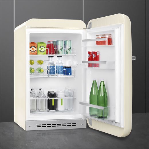 Smeg 50s Style Right Hand Hinged Home Bar FAB10HRCR6 97cm High Fridge - Cream - Mini bar in room shot