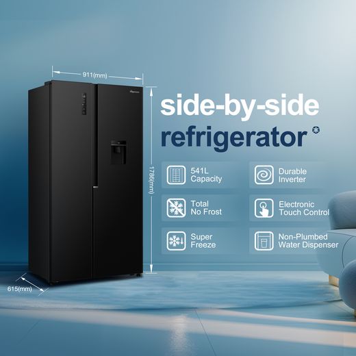 Fridgemaster American Fridge Freezer - Black - Annotation - feature shot