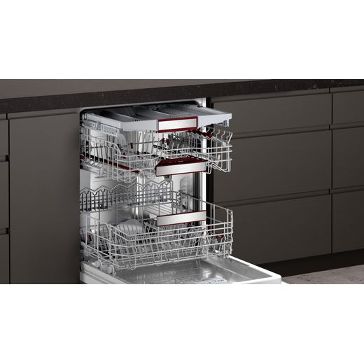 NEFF N70 Integrated Standard Dishwasher - Stainless Steel - dishwasher with door open shot