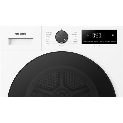 Hisense 1i KitchenFit Series DH1I900UWDCA 9Kg Heat Pump Tumble Dryer - White - control panel shot