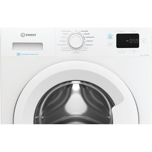 Indesit Push&Go IP 946 PUSH&GO UK 9kg Washing Machine with 1400 rpm - White - Control panel